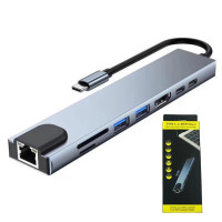USB-C Hub 8 в 1 Connecta Pro  високошвидкісний мультимедійний адаптер з 4K HDMI, Ethernet і PD 87 Вт для MacBook, iPad Pro та смартфонів